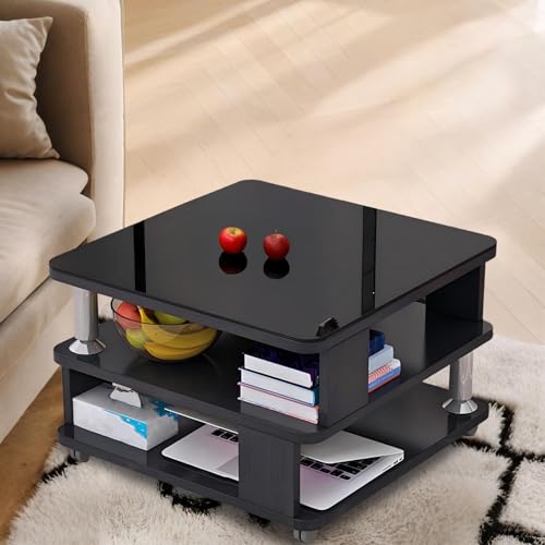 GHBXJX Wohnzimmertisch Beistelltisch Modern Weiß Balkontisch Holztisch Teetisch,2 Ebenen offener und Rollen, Kleiner Ausstellungstisch, Tischplatte aus Glas für Laptops, Tassen,Black a,60cm GHBXJX Wohnzimmertisch Beistelltisch Modern Weiß Balkontisch Holztisch Teetisch,2 Ebenen offener und Rollen, Kleiner Ausstellungstisch, Tischplatte aus Glas für Laptops, Tassen,Black a,60cm von GHBXJX