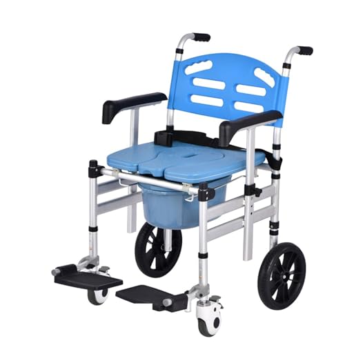 GHCCDAM Commode Duschstuhl Mit Rädern, Duschstuhl Mit Armen Und Rücken, Nachttransportrollstuhl, Rollender Kommode Transportstuhl Mit Rädern von GHCCDAM