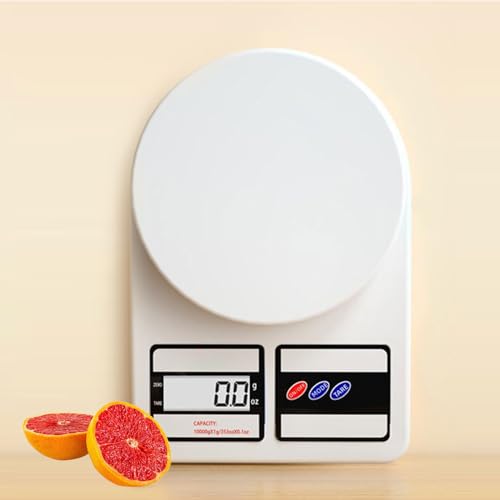 Digitale Küchenwaage - 10 kg, Digitale Küchenwaage mit LCD-Anzeige, lektronische Kochwaage für Zuhause, Einfache Reinigung, Hygienisch, Küchenwaage, Weiß von GHEART
