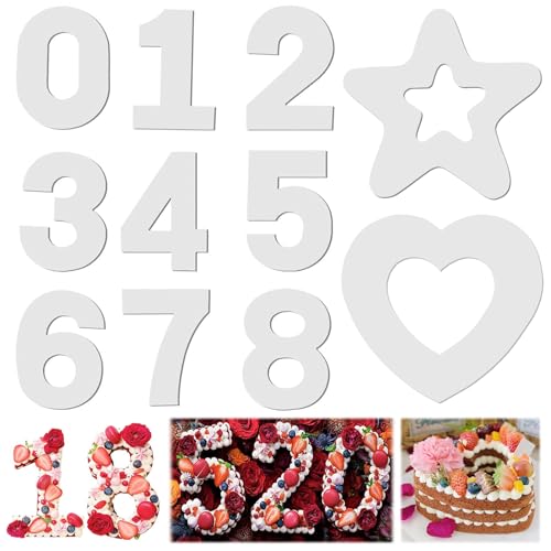 GHEDSHGF 11 Stück Kuchenform Zahlen Kunststoff Number Cake Backform Kunststoff Number Cake Backform Set 0-9 Kuchenform Aus Kunststoff 6-8 Zoll Herz, Liebe, Digitale Kuchenform Aus Kunststoff, Weiß von GHEDSHGF