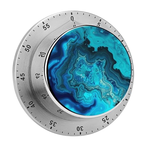 Aquablauer türkiser Küchentimer, manuelle 60-Minuten-Aufzieh-Timer mit lautem Alarm, magnetische Rückseite, mechanische Küchentimer, keine Batterien erforderlich, Countdown-Timer zum Kochen und Backen von GHENBLT