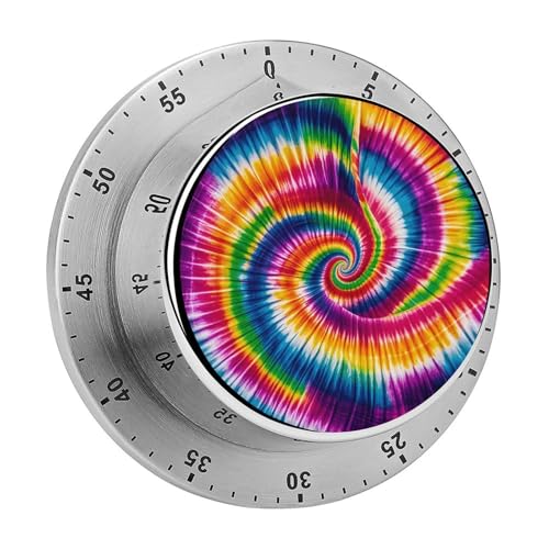 Batik-Timer ist bunter Küchentimer, manueller 60-Minuten-Aufzieh-Timer mit lautem Alarm, magnetische Rückseite, mechanische Küchentimer, keine Batterien erforderlich, Countdown-Timer zum Kochen und von GHENBLT