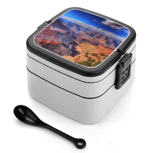 Beauty Grand Canyon Bento-Box für Erwachsene, stapelbar, 2 Schichten, wiederverwendbar, auslaufsicher, Lunchbehälter für Erwachsene, Reisen, 940 ml, Lunchbox mit Löffel, tragbare Bento-Boxen Beauty Grand Canyon Bento-Box für Erwachsene, stapelbar, 2 Schichten, wiederverwendbar, auslaufsicher, Lunchbehälter für Erwachsene, Reisen, 940 ml, Lunchbox mit Löffel, tragbare Bento-Boxen von GHENBLT