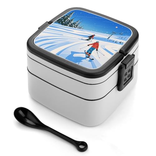 Bento-Box für Erwachsene, stapelbar, 2 Schichten, wiederverwendbar, auslaufsicher, Lunch-Behälter für Erwachsene, Reisen, 940 ml, Lunchbox mit Löffel, tragbare Bento-Boxen, mikrowellen- und Bento-Box für Erwachsene, stapelbar, 2 Schichten, wiederverwendbar, auslaufsicher, Lunch-Behälter für Erwachsene, Reisen, 940 ml, Lunchbox mit Löffel, tragbare Bento-Boxen, mikrowellen- und von GHENBLT