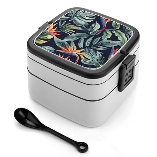 Bento-Box für Erwachsene, stapelbar, 2 Schichten, wiederverwendbar, auslaufsicher, Lunchbehälter für Erwachsene, Reisen, 940 ml, Lunchbox mit Löffel, tragbare Bento-Boxen, mikrowellen- und Bento-Box für Erwachsene, stapelbar, 2 Schichten, wiederverwendbar, auslaufsicher, Lunchbehälter für Erwachsene, Reisen, 940 ml, Lunchbox mit Löffel, tragbare Bento-Boxen, mikrowellen- und von GHENBLT