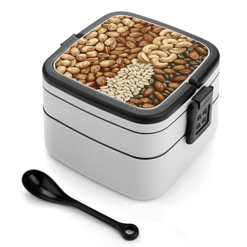 Bento-Box für Erwachsene, stapelbar, 2 Schichten, wiederverwendbar, auslaufsicher, Lunchbehälter für Erwachsene, Reisen, 940 ml, Lunchbox mit Löffel, tragbare Bento-Boxen, mikrowellengeeignet und Bento-Box für Erwachsene, stapelbar, 2 Schichten, wiederverwendbar, auslaufsicher, Lunchbehälter für Erwachsene, Reisen, 940 ml, Lunchbox mit Löffel, tragbare Bento-Boxen, mikrowellengeeignet und von GHENBLT