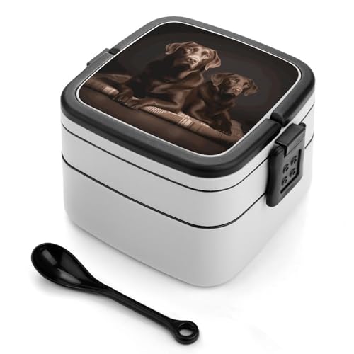 Braune Labrador Retriever Bento-Box für Erwachsene, stapelbar, 2 Schichten, wiederverwendbar, auslaufsicher, Lunchbehälter für Erwachsene, Reisen, 940 ml, Lunchbox mit Löffel, tragbare Bento-Boxen Braune Labrador Retriever Bento-Box für Erwachsene, stapelbar, 2 Schichten, wiederverwendbar, auslaufsicher, Lunchbehälter für Erwachsene, Reisen, 940 ml, Lunchbox mit Löffel, tragbare Bento-Boxen von GHENBLT
