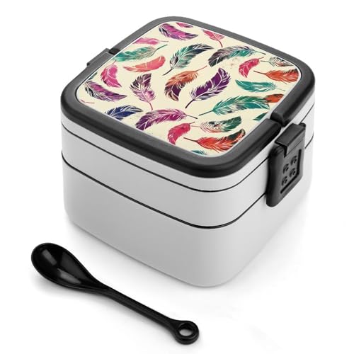 Bunte Bento-Box für Erwachsene, stapelbar, 2 Schichten, wiederverwendbar, auslaufsicher, Lunchbehälter für Erwachsene, Reisen, 940 ml, Lunchbox mit Löffel, tragbare Bento-Boxen, mikrowellen- und Bunte Bento-Box für Erwachsene, stapelbar, 2 Schichten, wiederverwendbar, auslaufsicher, Lunchbehälter für Erwachsene, Reisen, 940 ml, Lunchbox mit Löffel, tragbare Bento-Boxen, mikrowellen- und von GHENBLT
