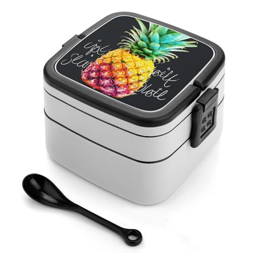 Bunte Obst-Ananas-Bento-Box für Erwachsene, stapelbar, 2 Schichten, wiederverwendbar, auslaufsicher, Lunchbehälter für Erwachsene, Reisen, 940 ml, Lunchbox mit Löffel, tragbare Bento-Boxen Bunte Obst-Ananas-Bento-Box für Erwachsene, stapelbar, 2 Schichten, wiederverwendbar, auslaufsicher, Lunchbehälter für Erwachsene, Reisen, 940 ml, Lunchbox mit Löffel, tragbare Bento-Boxen von GHENBLT