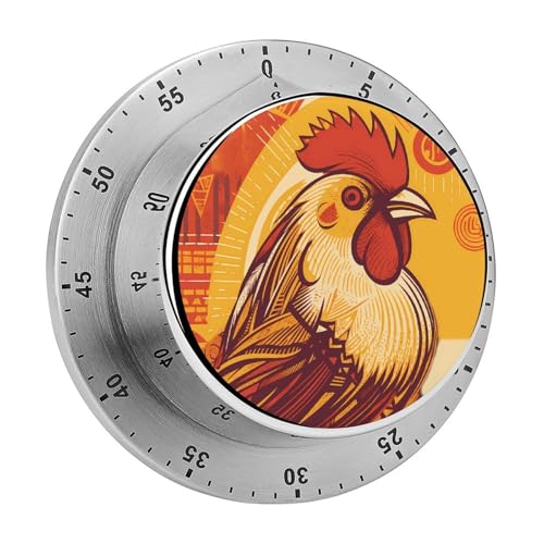 Cartoon Chicken Küchentimer, manuelle 60-Minuten-Aufzieh-Timer mit lautem Alarm, magnetische Rückseite, mechanische Küchentimer, keine Batterien erforderlich, Countdown-Timer zum Kochen und Backen von GHENBLT