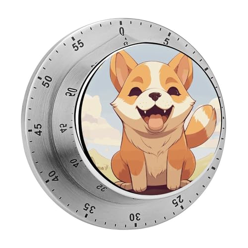 Cartoon Shiba Inu Hunde-Küchentimer, manuelle 60-Minuten-Aufzieh-Timer mit lautem Alarm, magnetische Rückseite, mechanische Küchentimer, keine Batterien erforderlich, Countdown-Timer zum Kochen Backen von GHENBLT