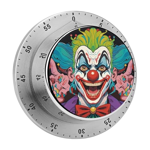 Clowns Küchentimer, manuelle 60-Minuten-Aufzieh-Timer mit lautem Alarm, magnetische Rückseite, mechanische Küchentimer, keine Batterien erforderlich, Countdown-Timer zum Kochen und Backen von GHENBLT