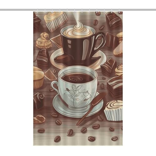 Coffee And Sweets Sugar Chocolate Shower Curtains for Bathroom Lightweight Waterproof Washable Fabric Shower Curtains Boho Shower Curtain Modern Farmhouse Extra Long Bath Curtain Set with 12 Hooks 48x von GHENBLT