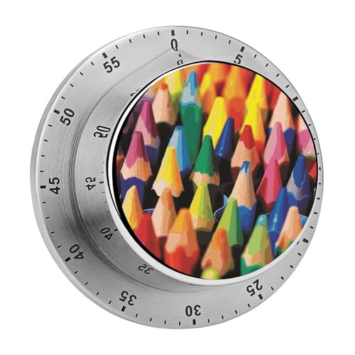 Crayons Küchentimer, manuelle 60-Minuten-Aufzieh-Timer mit lautem Alarm, magnetische Rückseite, mechanische Küchentimer, keine Batterien erforderlich, Countdown-Timer zum Kochen und Backen von GHENBLT
