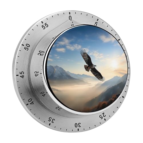 Eagle Mountains Küchentimer, manuelle 60-Minuten-Aufzieh-Timer mit lautem Alarm, magnetische Rückseite, mechanische Küchentimer, keine Batterien erforderlich, Countdown-Timer zum Kochen und Backen von GHENBLT