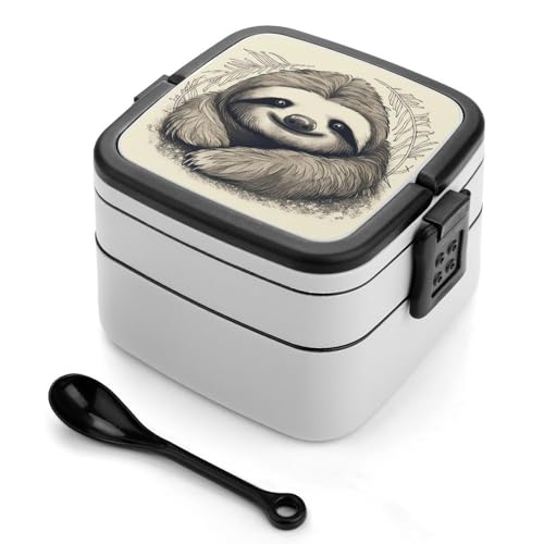 Faultier My Spirit Animal Bento-Box für Erwachsene, stapelbar, 2 Schichten, wiederverwendbar, auslaufsicher, Lunchbehälter für Erwachsene, Reisen, 940 ml, Lunchbox mit Löffel, tragbare Bento-Boxen Faultier My Spirit Animal Bento-Box für Erwachsene, stapelbar, 2 Schichten, wiederverwendbar, auslaufsicher, Lunchbehälter für Erwachsene, Reisen, 940 ml, Lunchbox mit Löffel, tragbare Bento-Boxen von GHENBLT