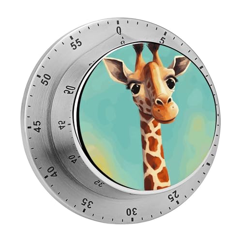 Funny Giraffe Art Küchentimer, manuelle 60-Minuten-Aufzieh-Timer mit lautem Alarm, magnetische Rückseite, mechanische Küchentimer, keine Batterien erforderlich, Countdown-Timer zum Kochen Backen von GHENBLT
