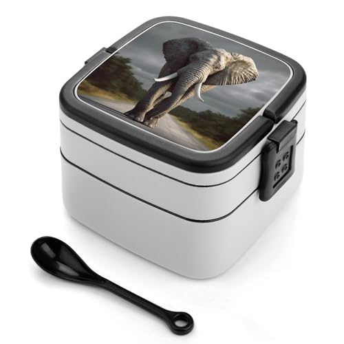 GHENBLT 3D-Elefanten-Bento-Box für Erwachsene, stapelbar, 2 Schichten, wiederverwendbar, auslaufsicher, Lunchbehälter für Erwachsene, Reisen, 940 ml, Lunchbox mit Löffel, tragbare Bento-Boxen GHENBLT 3D-Elefanten-Bento-Box für Erwachsene, stapelbar, 2 Schichten, wiederverwendbar, auslaufsicher, Lunchbehälter für Erwachsene, Reisen, 940 ml, Lunchbox mit Löffel, tragbare Bento-Boxen von GHENBLT