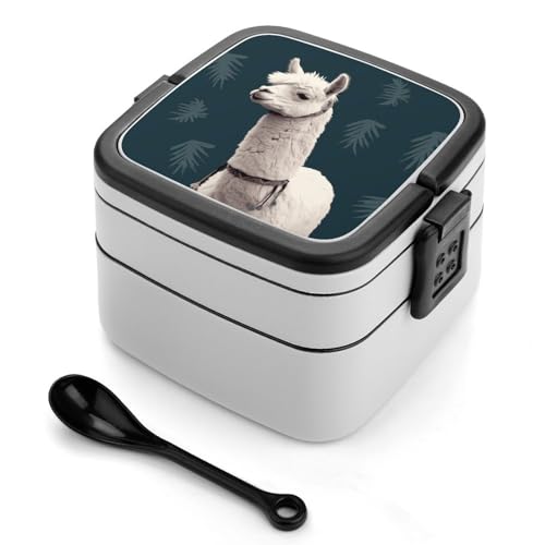 GHENBLT Alpaca Lama, Bento-Box für Erwachsene, stapelbar, 2 Schichten, wiederverwendbar, auslaufsicher, Lunchbehälter für Erwachsene, Reisen, 940 ml, Lunchbox mit Löffel, tragbare Bento-Boxen GHENBLT Alpaca Lama, Bento-Box für Erwachsene, stapelbar, 2 Schichten, wiederverwendbar, auslaufsicher, Lunchbehälter für Erwachsene, Reisen, 940 ml, Lunchbox mit Löffel, tragbare Bento-Boxen von GHENBLT