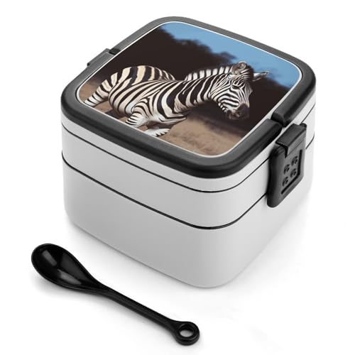 GHENBLT Animal Zebra Bento-Box für Erwachsene, stapelbar, 2 Schichten, wiederverwendbar, auslaufsicher, Lunchbehälter für Erwachsene, Reisen, 940 ml, Lunchbox mit Löffel, tragbare Bento-Boxen GHENBLT Animal Zebra Bento-Box für Erwachsene, stapelbar, 2 Schichten, wiederverwendbar, auslaufsicher, Lunchbehälter für Erwachsene, Reisen, 940 ml, Lunchbox mit Löffel, tragbare Bento-Boxen von GHENBLT