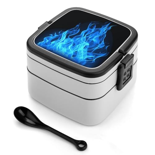 GHENBLT Blue Flame Bento-Box für Erwachsene, stapelbar, 2 Schichten, wiederverwendbar, auslaufsicher, Lunchbehälter für Erwachsene, Reisen, 940 ml, Lunchbox mit Löffel, tragbare Bento-Boxen GHENBLT Blue Flame Bento-Box für Erwachsene, stapelbar, 2 Schichten, wiederverwendbar, auslaufsicher, Lunchbehälter für Erwachsene, Reisen, 940 ml, Lunchbox mit Löffel, tragbare Bento-Boxen von GHENBLT