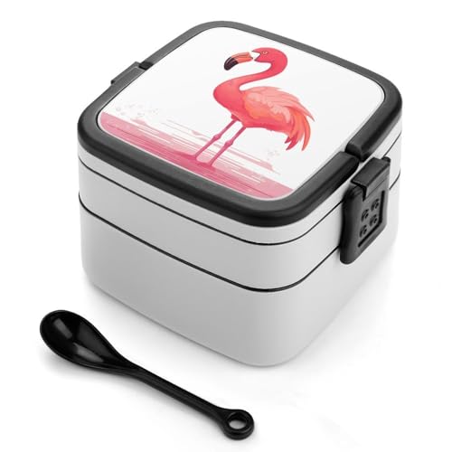 GHENBLT Cartoon-Flamingo-Bento-Box für Erwachsene, stapelbar, 2 Schichten, wiederverwendbar, auslaufsicher, Lunchbehälter für Erwachsene, Reisen, 940 ml, Lunchbox mit Löffel, tragbare Bento-Boxen GHENBLT Cartoon-Flamingo-Bento-Box für Erwachsene, stapelbar, 2 Schichten, wiederverwendbar, auslaufsicher, Lunchbehälter für Erwachsene, Reisen, 940 ml, Lunchbox mit Löffel, tragbare Bento-Boxen von GHENBLT