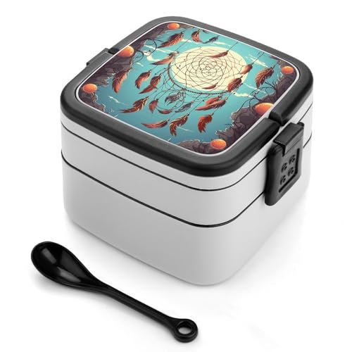 GHENBLT Catch Dream Net Bento-Box für Erwachsene, stapelbar, 2 Schichten, wiederverwendbar, auslaufsicher, Lunchbehälter für Erwachsene, Reisen, 940 ml, Lunchbox mit Löffel, tragbare Bento-Boxen GHENBLT Catch Dream Net Bento-Box für Erwachsene, stapelbar, 2 Schichten, wiederverwendbar, auslaufsicher, Lunchbehälter für Erwachsene, Reisen, 940 ml, Lunchbox mit Löffel, tragbare Bento-Boxen von GHENBLT