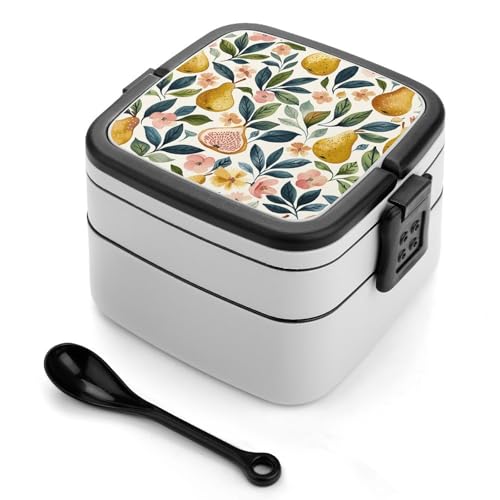 GHENBLT Figs And Pears Bento-Box für Erwachsene, stapelbar, 2 Schichten, wiederverwendbar, auslaufsicher, Lunchbehälter für Erwachsene, Reisen, 940 ml, Lunchbox mit Löffel, tragbare Bento-Boxen GHENBLT Figs And Pears Bento-Box für Erwachsene, stapelbar, 2 Schichten, wiederverwendbar, auslaufsicher, Lunchbehälter für Erwachsene, Reisen, 940 ml, Lunchbox mit Löffel, tragbare Bento-Boxen von GHENBLT