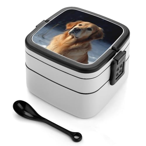 GHENBLT Golden Retriever Bento-Box für Erwachsene, stapelbar, 2 Schichten, wiederverwendbar, auslaufsicher, Lunchbehälter für Erwachsene, Reisen, 940 ml, Lunchbox mit Löffel, tragbare Bento-Boxen GHENBLT Golden Retriever Bento-Box für Erwachsene, stapelbar, 2 Schichten, wiederverwendbar, auslaufsicher, Lunchbehälter für Erwachsene, Reisen, 940 ml, Lunchbox mit Löffel, tragbare Bento-Boxen von GHENBLT