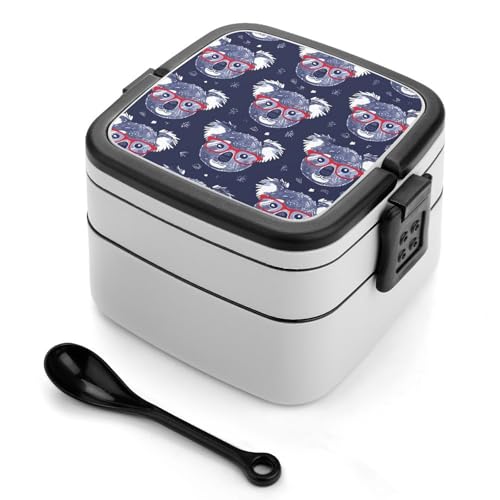 GHENBLT Koala Art Style Bento-Box für Erwachsene, stapelbar, 2 Schichten, wiederverwendbar, auslaufsicher, Lunchbehälter für Erwachsene, Reisen, 940 ml, Lunchbox mit Löffel, tragbare Bento-Boxen GHENBLT Koala Art Style Bento-Box für Erwachsene, stapelbar, 2 Schichten, wiederverwendbar, auslaufsicher, Lunchbehälter für Erwachsene, Reisen, 940 ml, Lunchbox mit Löffel, tragbare Bento-Boxen von GHENBLT