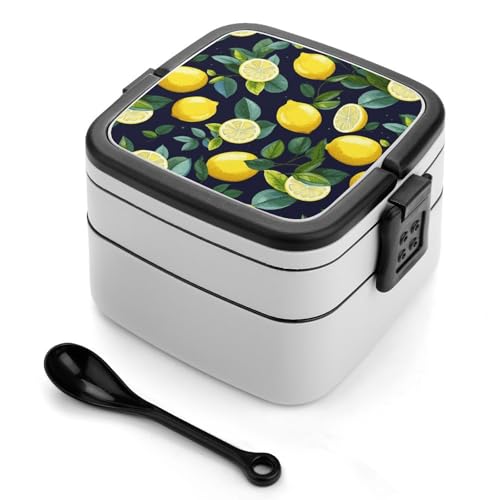 GHENBLT Lemon Fruit Bento-Box für Erwachsene, stapelbar, 2 Schichten, wiederverwendbar, auslaufsicher, Lunchbehälter für Erwachsene, Reisen, 940 ml, Lunchbox mit Löffel, tragbare Bento-Boxen GHENBLT Lemon Fruit Bento-Box für Erwachsene, stapelbar, 2 Schichten, wiederverwendbar, auslaufsicher, Lunchbehälter für Erwachsene, Reisen, 940 ml, Lunchbox mit Löffel, tragbare Bento-Boxen von GHENBLT