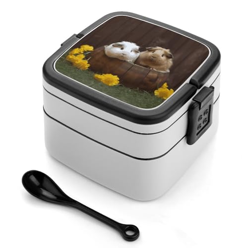 GHENBLT Meerschweinchen-Bento-Box für Erwachsene, stapelbar, 2 Schichten, wiederverwendbar, auslaufsicher, Lunchbehälter für Erwachsene, Reisen, 940 ml, Lunchbox mit Löffel, tragbare Bento-Boxen GHENBLT Meerschweinchen-Bento-Box für Erwachsene, stapelbar, 2 Schichten, wiederverwendbar, auslaufsicher, Lunchbehälter für Erwachsene, Reisen, 940 ml, Lunchbox mit Löffel, tragbare Bento-Boxen von GHENBLT