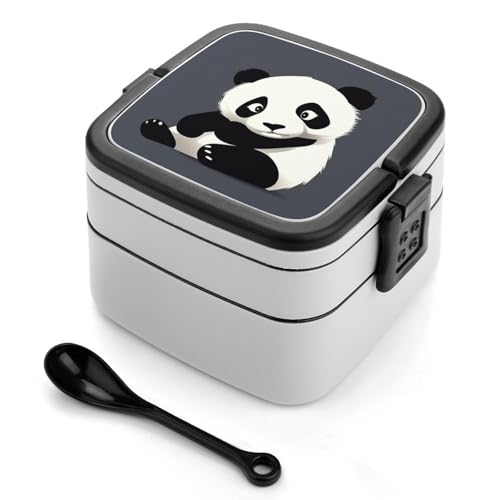 GHENBLT Panda Animal Bento-Box für Erwachsene, stapelbar, 2 Schichten, wiederverwendbar, auslaufsicher, Lunchbehälter für Erwachsene, Reisen, 940 ml, Lunchbox mit Löffel, tragbare Bento-Boxen GHENBLT Panda Animal Bento-Box für Erwachsene, stapelbar, 2 Schichten, wiederverwendbar, auslaufsicher, Lunchbehälter für Erwachsene, Reisen, 940 ml, Lunchbox mit Löffel, tragbare Bento-Boxen von GHENBLT