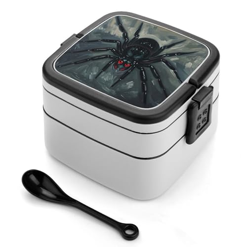 GHENBLT Scary Spider Bento-Box für Erwachsene, stapelbar, 2 Schichten, wiederverwendbar, auslaufsicher, Lunchbehälter für Erwachsene, Reisen, 940 ml, Lunchbox mit Löffel, tragbare Bento-Boxen GHENBLT Scary Spider Bento-Box für Erwachsene, stapelbar, 2 Schichten, wiederverwendbar, auslaufsicher, Lunchbehälter für Erwachsene, Reisen, 940 ml, Lunchbox mit Löffel, tragbare Bento-Boxen von GHENBLT
