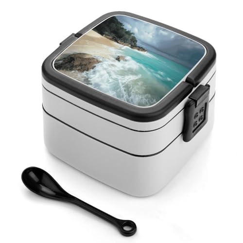 GHENBLT Serene Coastal Bento-Box für Erwachsene, stapelbar, 2 Schichten, wiederverwendbar, auslaufsicher, Lunchbehälter für Erwachsene, Reisen, 940 ml, Lunchbox mit Löffel, tragbare Bento-Boxen GHENBLT Serene Coastal Bento-Box für Erwachsene, stapelbar, 2 Schichten, wiederverwendbar, auslaufsicher, Lunchbehälter für Erwachsene, Reisen, 940 ml, Lunchbox mit Löffel, tragbare Bento-Boxen von GHENBLT