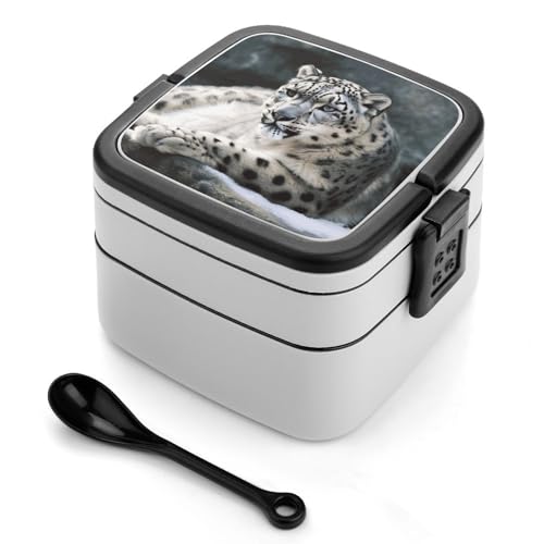 GHENBLT Snow Leopard Bento-Box für Erwachsene, stapelbar, 2 Schichten, wiederverwendbar, auslaufsicher, Lunchbehälter für Erwachsene, Reisen, 940 ml, Lunchbox mit Löffel, tragbare Bento-Boxen GHENBLT Snow Leopard Bento-Box für Erwachsene, stapelbar, 2 Schichten, wiederverwendbar, auslaufsicher, Lunchbehälter für Erwachsene, Reisen, 940 ml, Lunchbox mit Löffel, tragbare Bento-Boxen von GHENBLT
