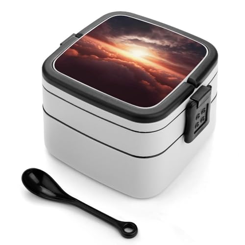 GHENBLT Sun Sunrise Cloud Bento-Box für Erwachsene, stapelbar, 2 Schichten, wiederverwendbar, auslaufsicher, Lunchbehälter für Erwachsene, Reisen, 940 ml, Lunchbox mit Löffel, tragbare Bento-Boxen GHENBLT Sun Sunrise Cloud Bento-Box für Erwachsene, stapelbar, 2 Schichten, wiederverwendbar, auslaufsicher, Lunchbehälter für Erwachsene, Reisen, 940 ml, Lunchbox mit Löffel, tragbare Bento-Boxen von GHENBLT