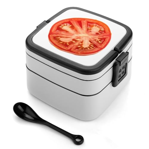 GHENBLT Tomato Slice Bento-Box für Erwachsene, stapelbar, 2 Schichten, wiederverwendbar, auslaufsicher, Lunchbehälter für Erwachsene, Reisen, 940 ml, Lunchbox mit Löffel, tragbare Bento-Boxen GHENBLT Tomato Slice Bento-Box für Erwachsene, stapelbar, 2 Schichten, wiederverwendbar, auslaufsicher, Lunchbehälter für Erwachsene, Reisen, 940 ml, Lunchbox mit Löffel, tragbare Bento-Boxen von GHENBLT
