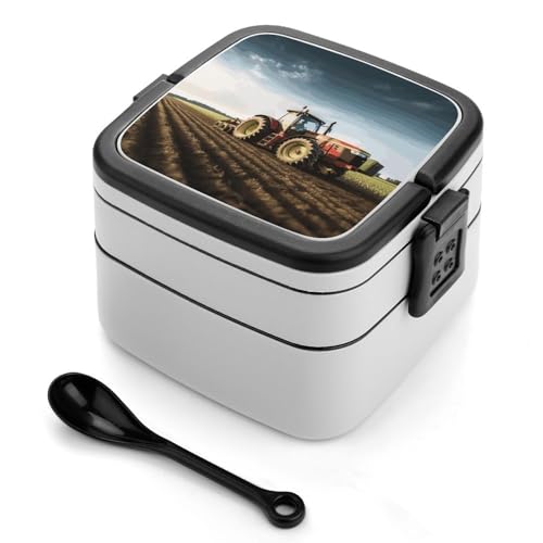 GHENBLT Traktor Farm Bento-Box für Erwachsene, stapelbar, 2 Schichten, wiederverwendbar, auslaufsicher, Lunchbehälter für Erwachsene, Reisen, 940 ml, Lunchbox mit Löffel, tragbare Bento-Boxen GHENBLT Traktor Farm Bento-Box für Erwachsene, stapelbar, 2 Schichten, wiederverwendbar, auslaufsicher, Lunchbehälter für Erwachsene, Reisen, 940 ml, Lunchbox mit Löffel, tragbare Bento-Boxen von GHENBLT