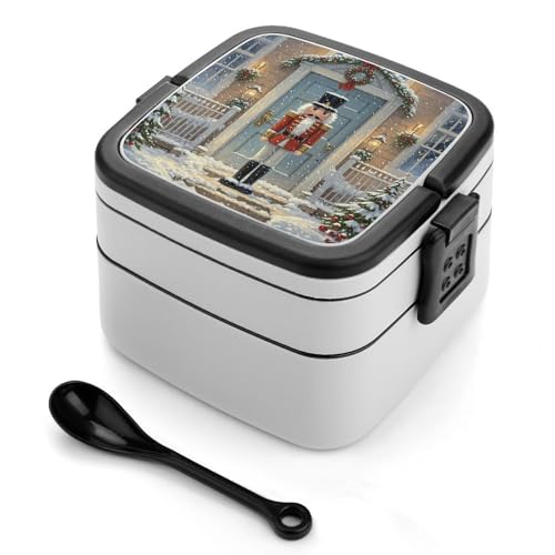 GHENBLT Vintage Nussknacker-Bento-Box für Erwachsene, stapelbar, 2 Schichten, wiederverwendbar, auslaufsicher, Lunchbehälter für Erwachsene, Reisen, 940 ml, Lunchbox mit Löffel, tragbare Bento-Boxen GHENBLT Vintage Nussknacker-Bento-Box für Erwachsene, stapelbar, 2 Schichten, wiederverwendbar, auslaufsicher, Lunchbehälter für Erwachsene, Reisen, 940 ml, Lunchbox mit Löffel, tragbare Bento-Boxen von GHENBLT