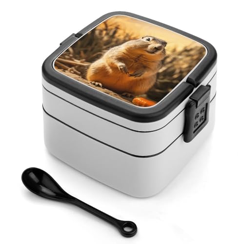 Handgezeichnete Groundhog Bento-Box für Erwachsene, stapelbar, 2 Schichten, wiederverwendbar, auslaufsicher, Lunchbehälter für Erwachsene, Reisen, 940 ml, Lunchbox mit Löffel, tragbare Bento-Boxen Handgezeichnete Groundhog Bento-Box für Erwachsene, stapelbar, 2 Schichten, wiederverwendbar, auslaufsicher, Lunchbehälter für Erwachsene, Reisen, 940 ml, Lunchbox mit Löffel, tragbare Bento-Boxen von GHENBLT