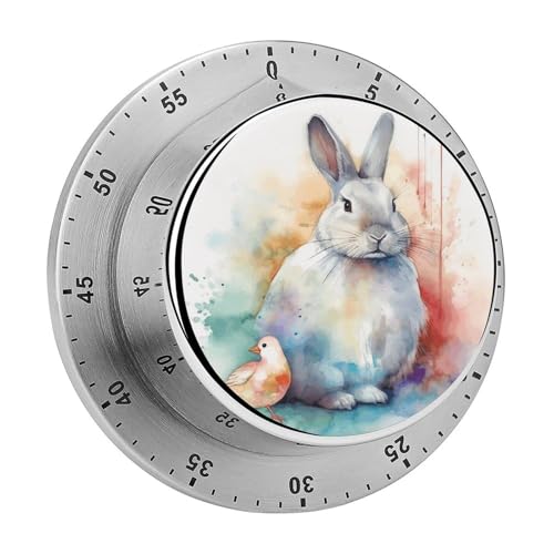 Kaninchen- und Vogel-Küchentimer, manuelle 60-Minuten-Aufzieh-Timer mit lautem Alarm, magnetische Rückseite, mechanische Küchentimer, keine Batterien erforderlich, Countdown-Timer zum Kochen und von GHENBLT