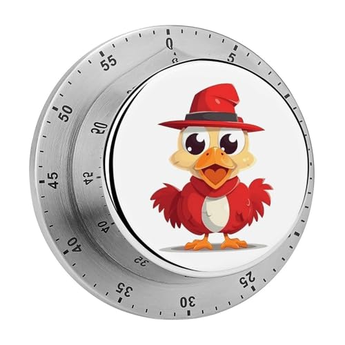 Küchen-Timer mit Huhn und Hut, manuelle 60-Minuten-Aufzieh-Timer mit lautem Alarm, magnetische Rückseite, mechanische Küchentimer, keine Batterien erforderlich, Countdown-Timer zum Kochen und Backen von GHENBLT