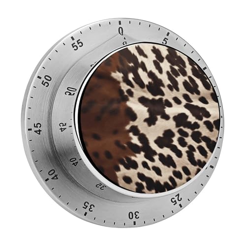 Küchentimer aus braunem Rindsleder, manueller 60-Minuten-Aufzieh-Timer mit lautem Alarm, magnetische Rückseite, mechanische Küchentimer, keine Batterien erforderlich, Countdown-Timer zum Kochen und von GHENBLT