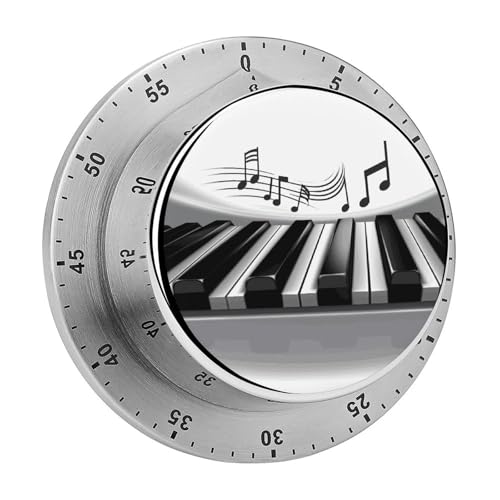 Küchentimer mit Klaviermusiksymbol, manuelle 60-Minuten-Aufzieh-Timer mit lautem Alarm, magnetische Rückseite, mechanische Küchentimer, keine Batterien erforderlich, Countdown-Timer zum Kochen und von GHENBLT