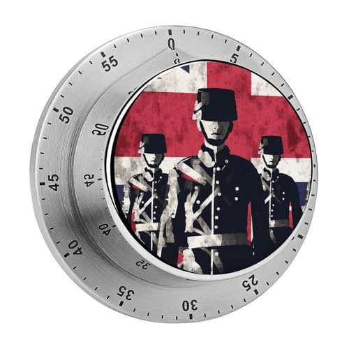 Küchentimer mit Soldat vor amerikanischer Flagge, manuelle 60-Minuten-Aufzieh-Timer mit lautem Alarm, magnetische Rückseite, mechanische Küchentimer, keine Batterien erforderlich, Countdown-Timer zum von GHENBLT