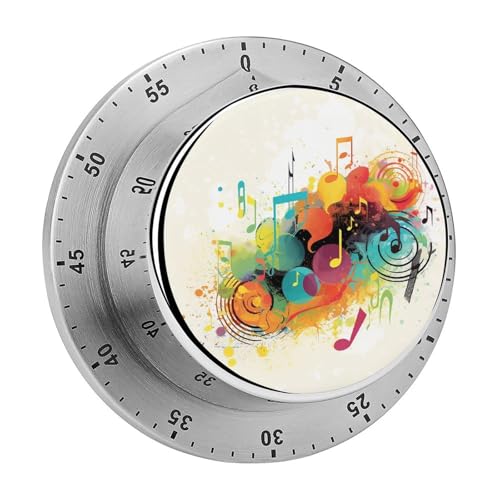 Küchentimer mit abstraktem Musikthema, manuelle 60-Minuten-Aufzieh-Timer mit lautem Alarm, magnetische Rückseite, mechanische Küchentimer, keine Batterien erforderlich, Countdown-Timer zum Kochen und von GHENBLT