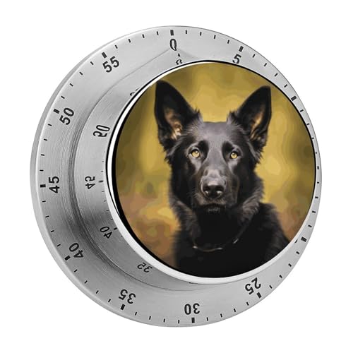 Küchentimer mit deutschem Schäferhund, manueller 60-Minuten-Aufzieh-Timer mit lautem Alarm, magnetische Rückseite, mechanische Küchentimer, keine Batterien erforderlich, Countdown-Timer zum Kochen von GHENBLT