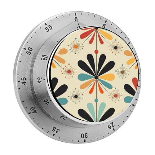 Moderner Retro-Küchentimer, manuelle 60-Minuten-Aufzieh-Timer mit lautem Alarm, magnetische Rückseite, mechanische Küchentimer, keine Batterien erforderlich, Countdown-Timer zum Kochen und Backen von GHENBLT