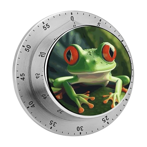 Niedlicher Frosch-Küchentimer, manuelle 60-Minuten-Aufzieh-Timer mit lautem Alarm, magnetische Rückseite, mechanische Küchentimer, keine Batterien erforderlich, Countdown-Timer zum Kochen und Backen von GHENBLT